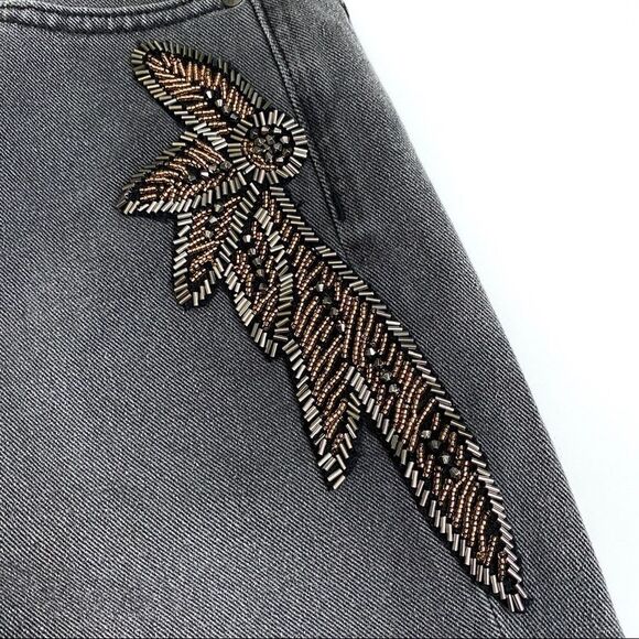 NWT Super High Waist Beaded Side Slim Jeans express Womens pants leggings sequin - Picture 7 of 16